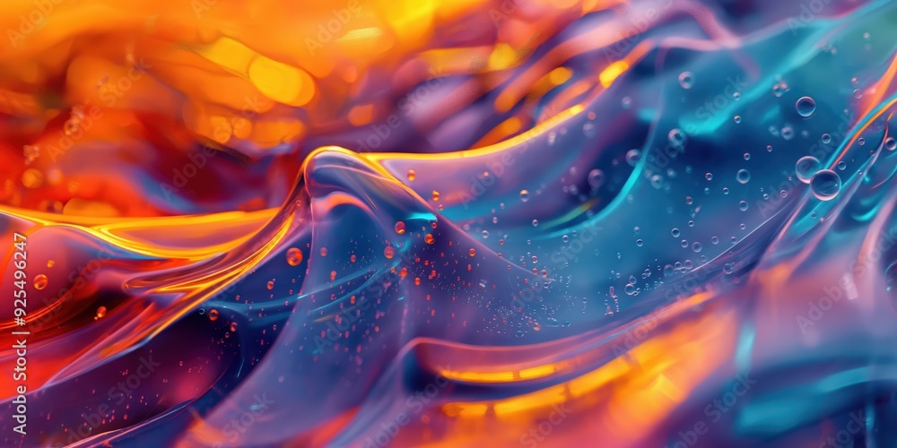 Obraz premium Vibrant Abstract Waves in Orange and Turquoise created by ai