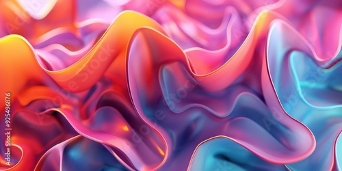 Vibrant Abstract Waves in Orange and Turquoise created by ai