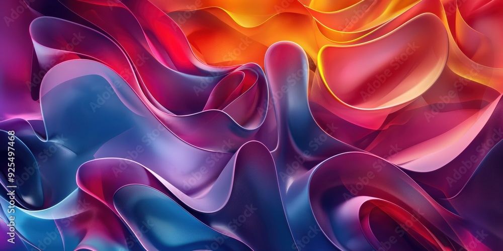 Obraz premium Vibrant Abstract Waves in Orange and Turquoise created by ai