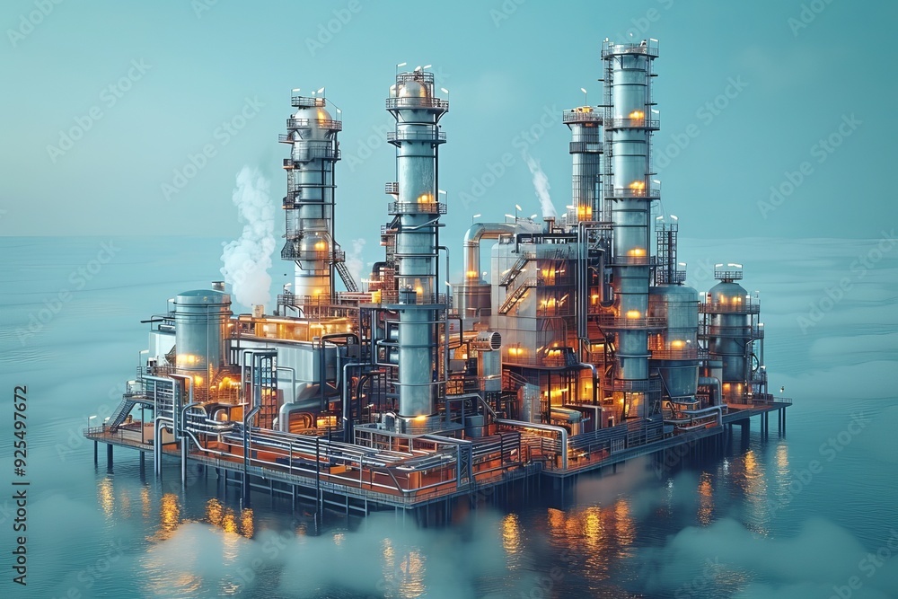 A factory with a refining power plant green Industrial Environmental, Generative Ai A factory with a refining power plant green Industrial Environmental, Generative Ai