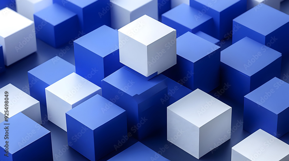 Abstract pattern of blue and white cubes. Abstract pattern of blue and white cubes.