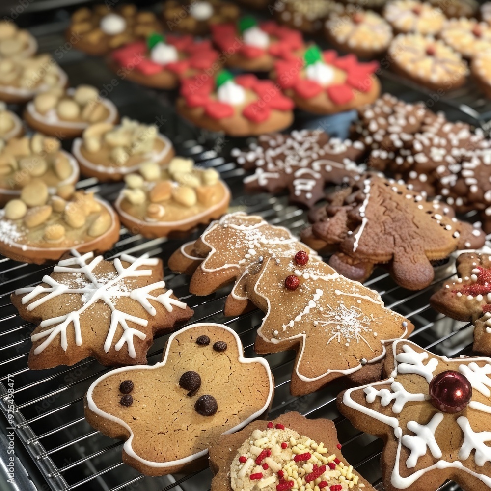 Fototapeta premium Variety of Christmas cookies. Generative ai.
