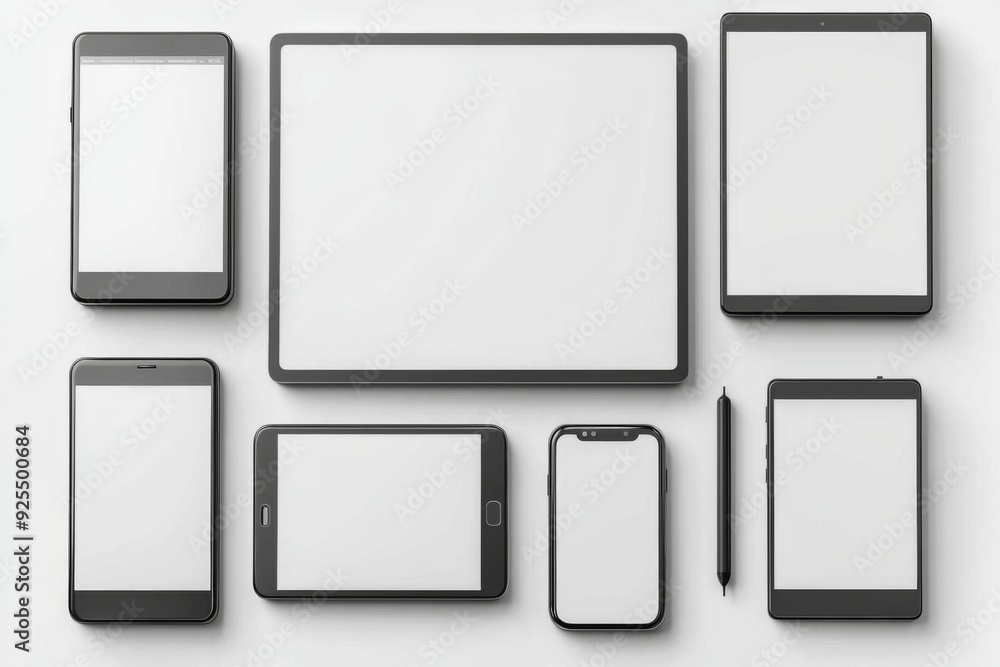 Multiple responsive screen and mobile devices mockup created with Generative AI Multiple responsive screen and mobile devices mockup created with Generative AI