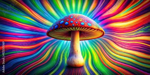 Colorful psychedelic retro mushroom poster , psychedelic, abstract, retro, mushroom,vibrant, groovy, 70s, vintage, trippy photo