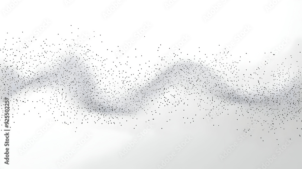 Abstract representation of flowing lines and particles in a minimalist design.