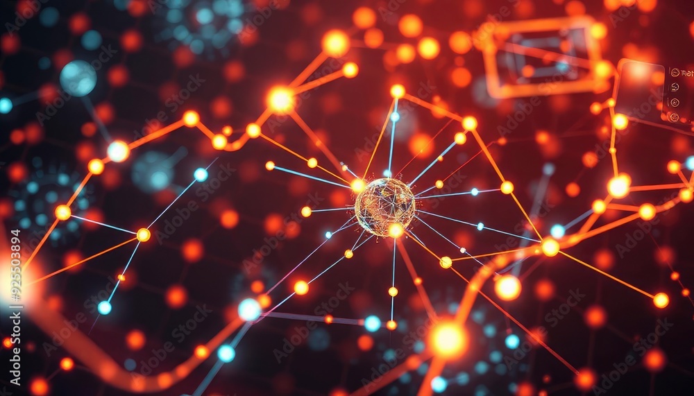 Digital cyberspace with particles and Digital data network connections concept, ai Digital cyberspace with particles and Digital data network connections concept, ai