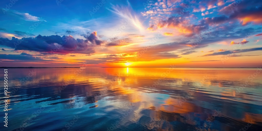 Sunset on the calm sea with colorful sky reflection , sunset, sea, ocean, water, dusk, horizon, sky, reflection, tranquil Sunset on the calm sea with colorful sky reflection , sunset, sea, ocean, water, dusk, horizon, sky, reflection, tranquil