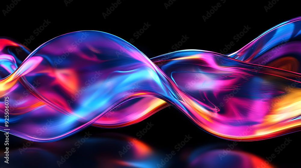 Abstract wave of iridescent colors on a black background. Abstract wave of iridescent colors on a black background.