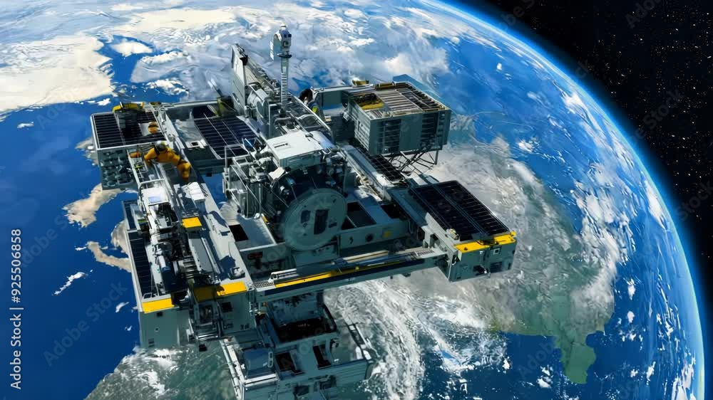 High-Tech Space Station Viewing Earth High-Tech Space Station Viewing Earth