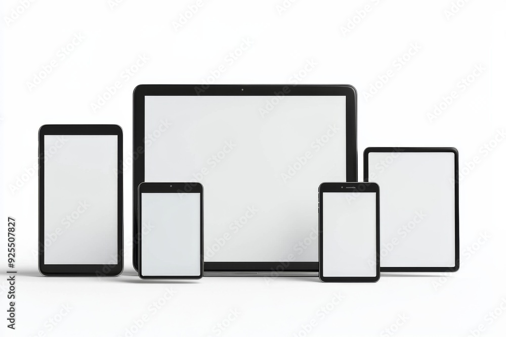 Multiple responsive screen and mobile devices mockup created with Generative AI Multiple responsive screen and mobile devices mockup created with Generative AI