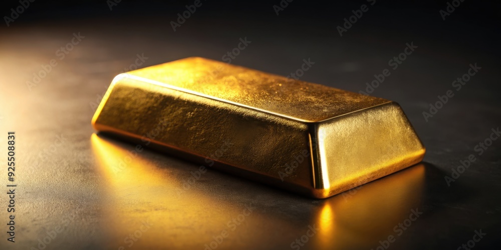 Shiny ingot of gold on dark background , wealth, precious metal, investment, luxury, finance, rich, banking, treasure Shiny ingot of gold on dark background , wealth, precious metal, investment, luxury, finance, rich, banking, treasure