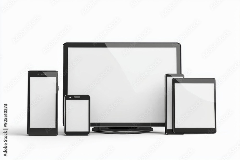 Multiple responsive screen and mobile devices mockup created with Generative AI Multiple responsive screen and mobile devices mockup created with Generative AI