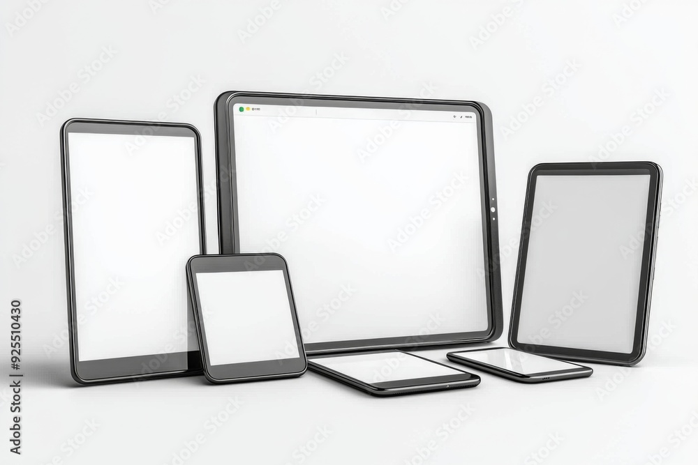 Multiple responsive screen and mobile devices mockup created with Generative AI Multiple responsive screen and mobile devices mockup created with Generative AI