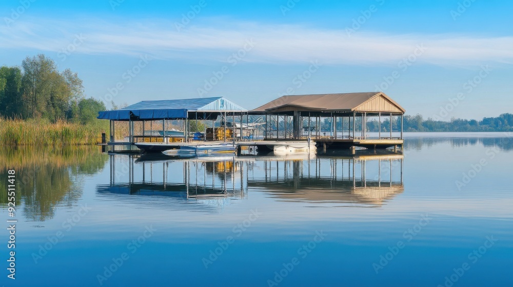 Serene Lakeside Boathouses Serene Lakeside Boathouses