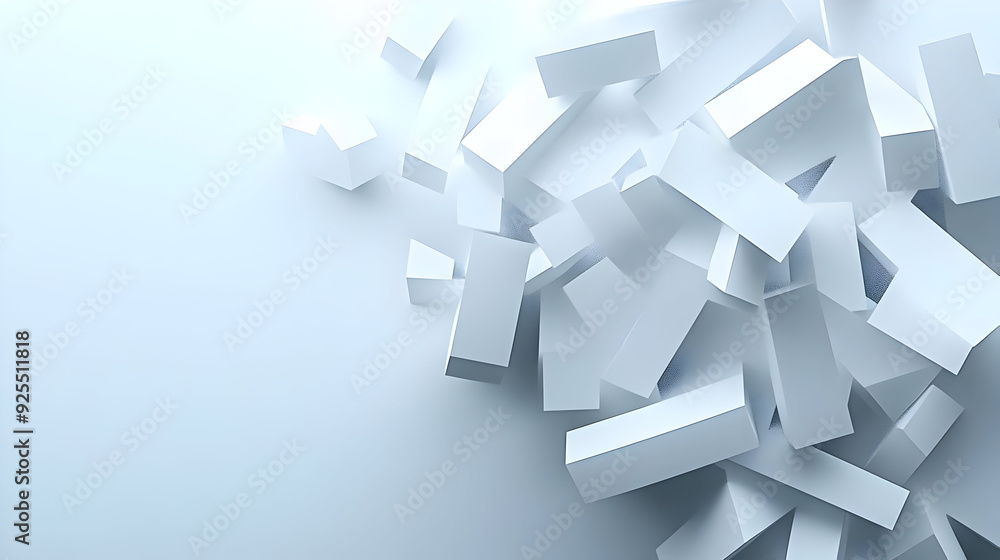 Abstract white geometric shapes on a light blue background. Abstract white geometric shapes on a light blue background.