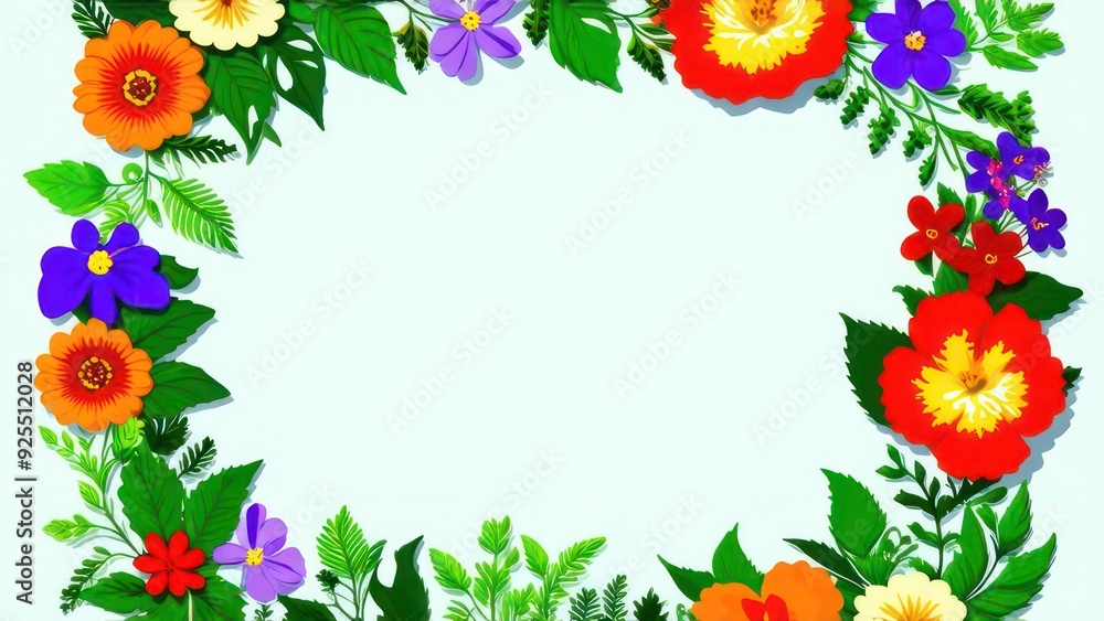 frame made from beautiful flowers with free place for text on a light background frame made from beautiful flowers with free place for text on a light background