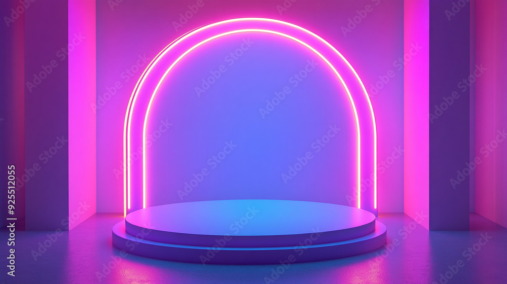 3D rendered scene of a circular space exhibition stand, illustrating future technology for e-commerce 3D rendered scene of a circular space exhibition stand, illustrating future technology for e-commerce