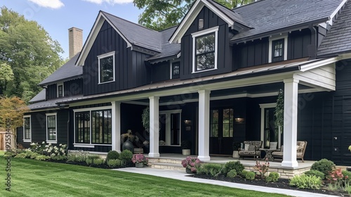 Black Farmhouse with White Trim