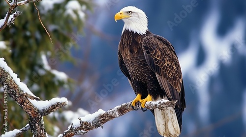 Eagle on tree branch, Coeur d' Alene, 2015. photo