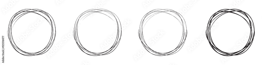 Hand drawn circle line sketch set isolated on white background. Vector circular scribble doodle round circles for message and for note mark . Vector illustration Hand drawn circle line sketch set isolated on white background. Vector circular scribble doodle round circles for message and for note mark . Vector illustration