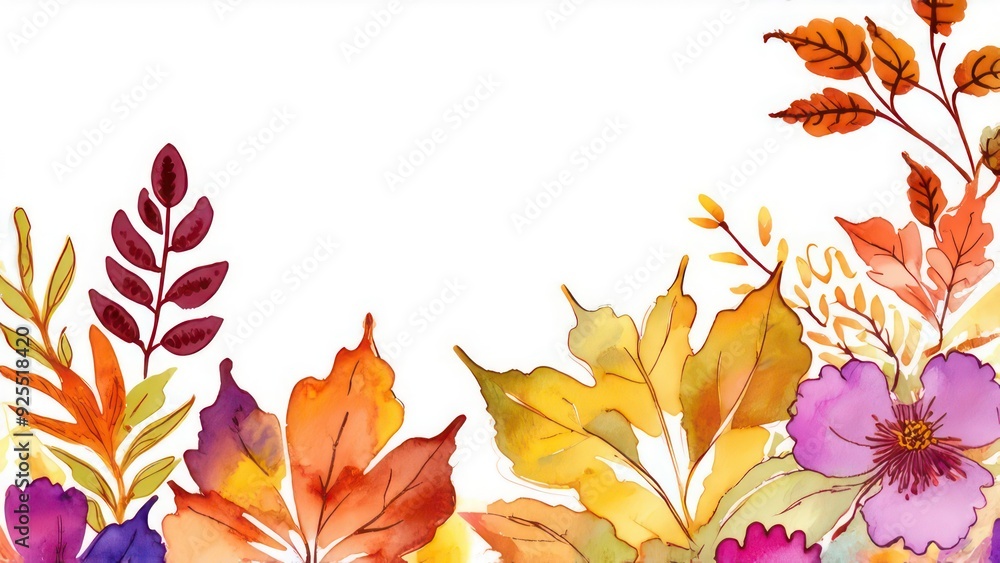 Obraz premium Autumn flower watercolor art background