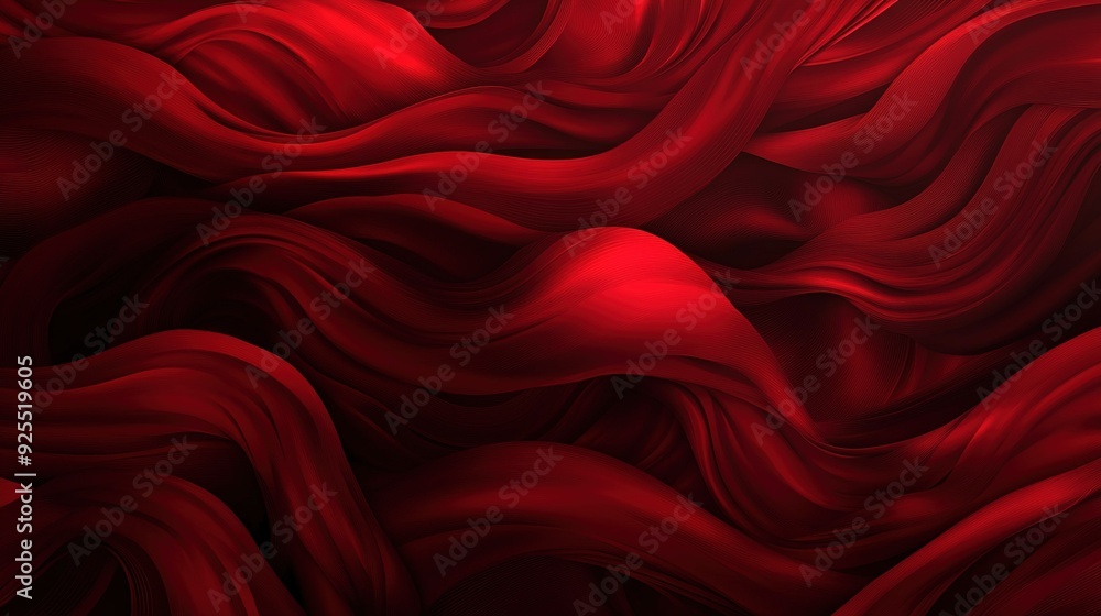 Obraz premium Flowing red fabric waves creating a dramatic and textured pattern