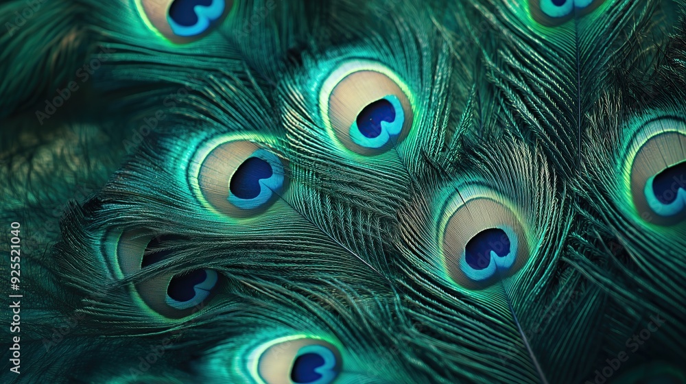 Obraz premium Closeup of Peacock Feathers, Detailed Plumage