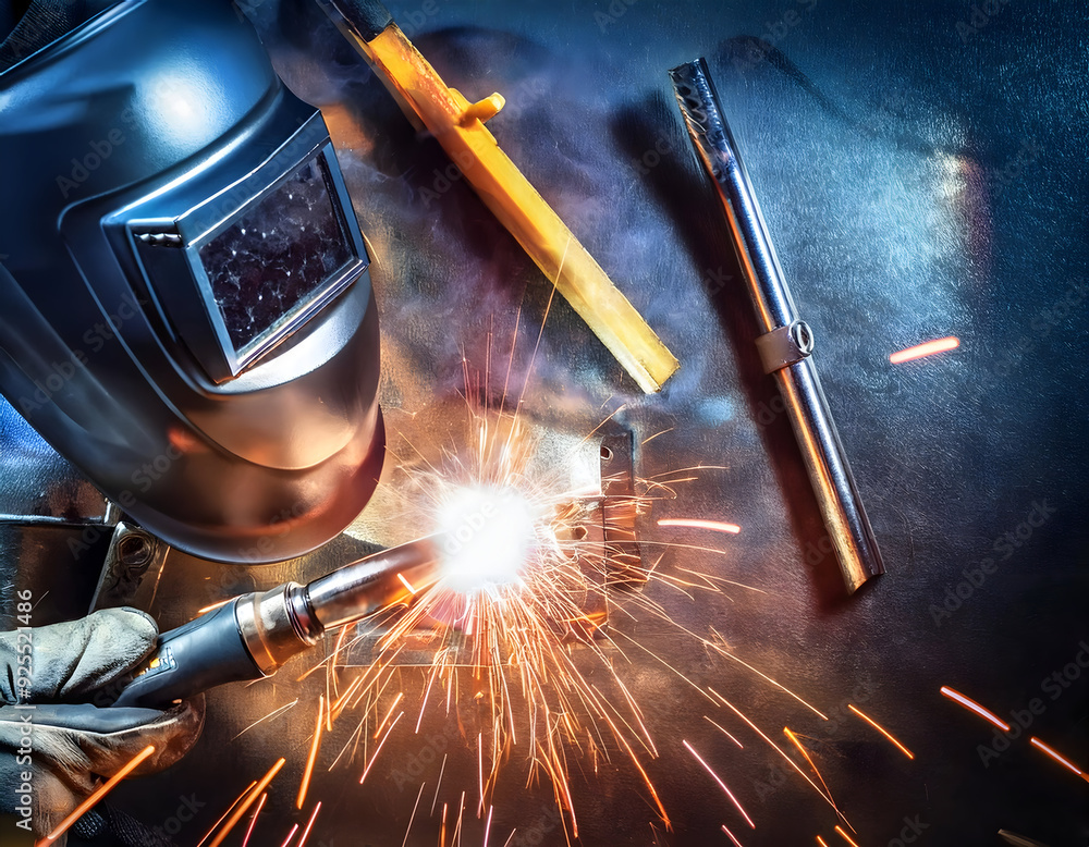 Naklejka premium welder at work