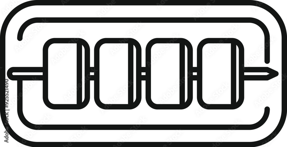 Simple vector icon representing four dango on a skewer served on a plate with rounded corners Simple vector icon representing four dango on a skewer served on a plate with rounded corners