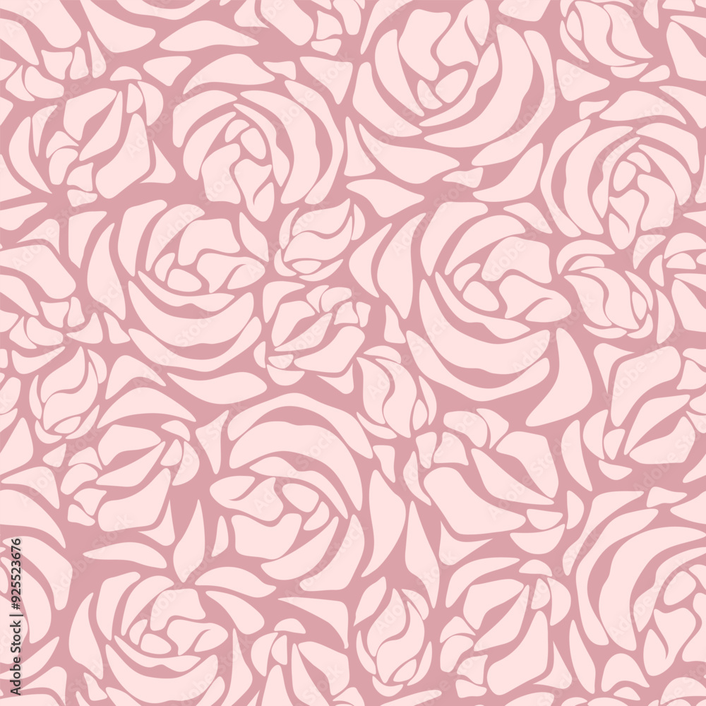 Pink floral pattern. Seamless pattern with rose flowers silhouettes. Vector floral print Pink floral pattern. Seamless pattern with rose flowers silhouettes. Vector floral print