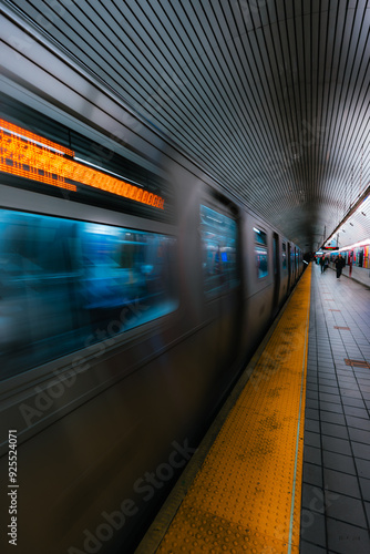 subway train in motion blur