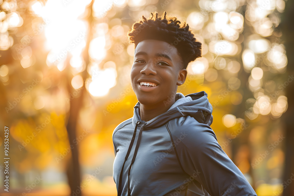 Young Africa American man jogging at sunset Young Africa American man jogging at sunset