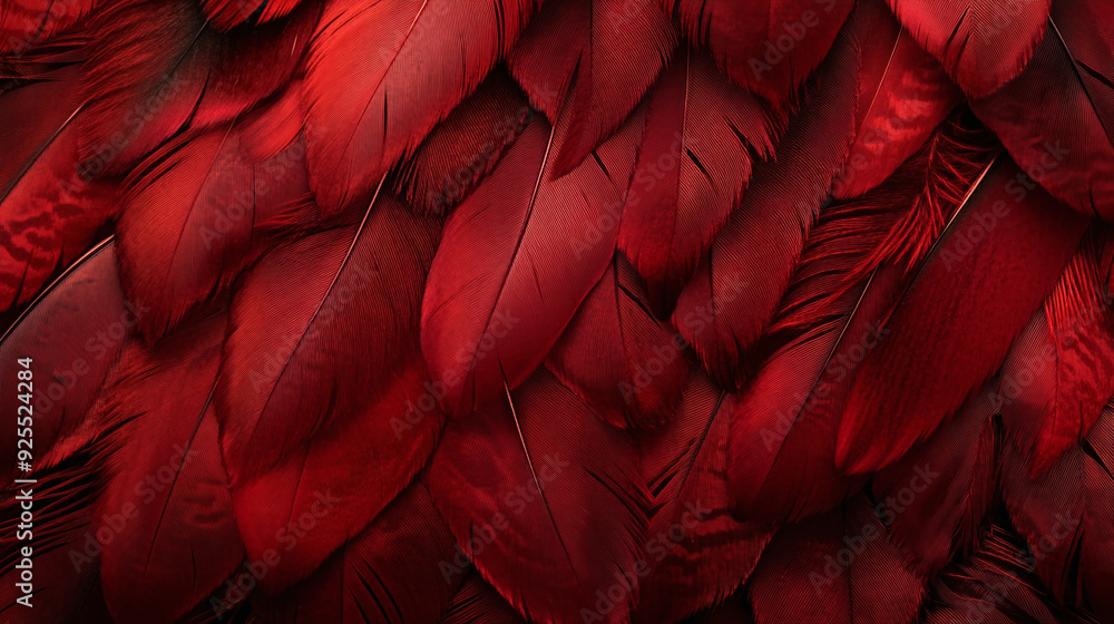 Abstract red feather wallpaper with a close-up of red feathers on a white background and space for design Abstract red feather wallpaper with a close-up of red feathers on a white background and space for design