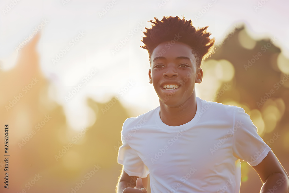 Young Africa American man jogging at sunset Young Africa American man jogging at sunset