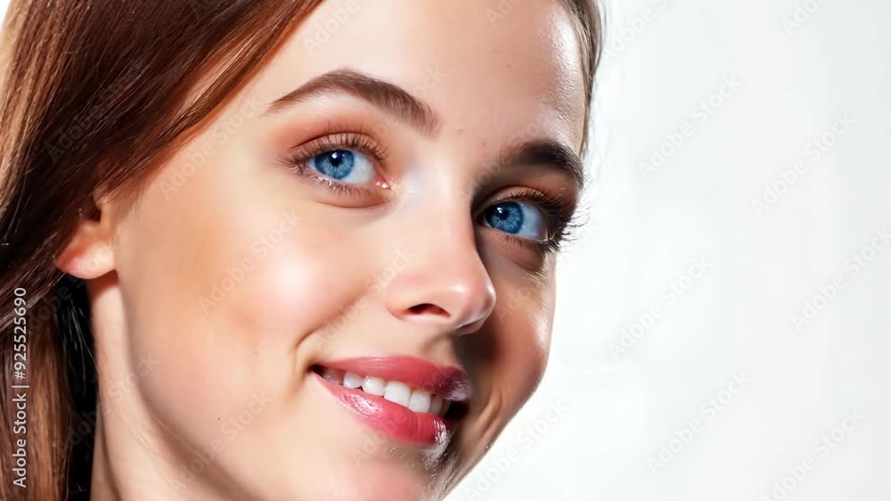 close up face portrait of young pretty woman blue eyes with bright flawless clean clear skin, beauty cosmetic or skincare fashion portrait with copy space
close up face portrait of young pretty woman blue eyes with bright flawless clean clear skin, beauty cosmetic or skincare fashion portrait with copy space