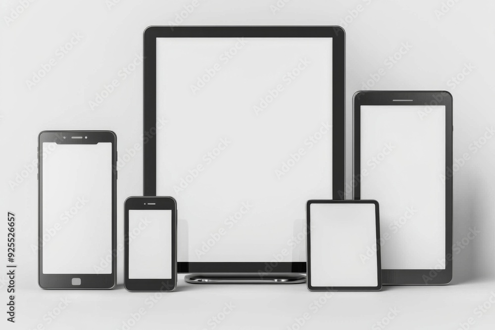 Multiple responsive screen and mobile devices mockup created with Generative AI Multiple responsive screen and mobile devices mockup created with Generative AI