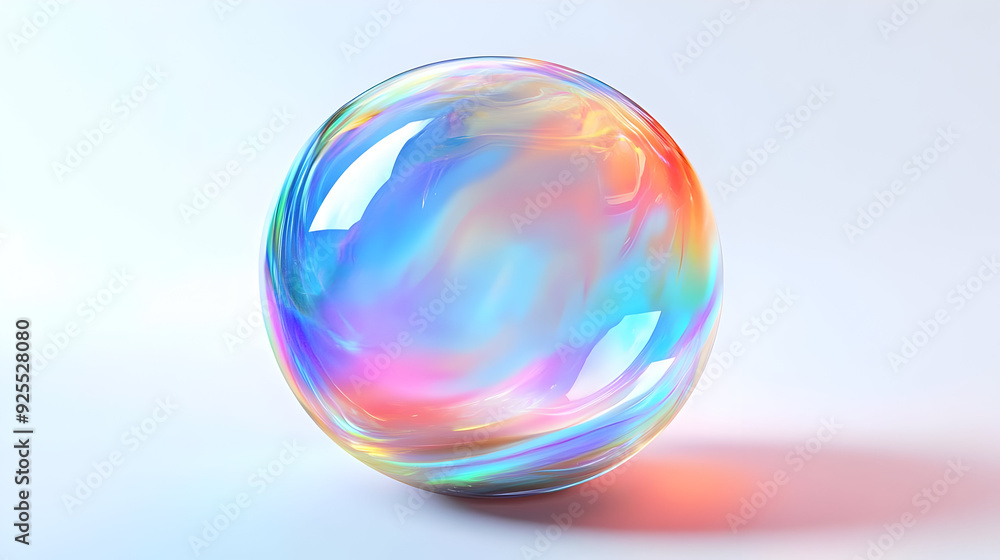 Iridescent orb with a pastel glow on a white background. Iridescent orb with a pastel glow on a white background.