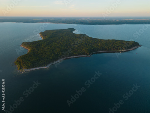 Estonian island Pedassaar in the Baltic Sea, photo view from a drone. photo