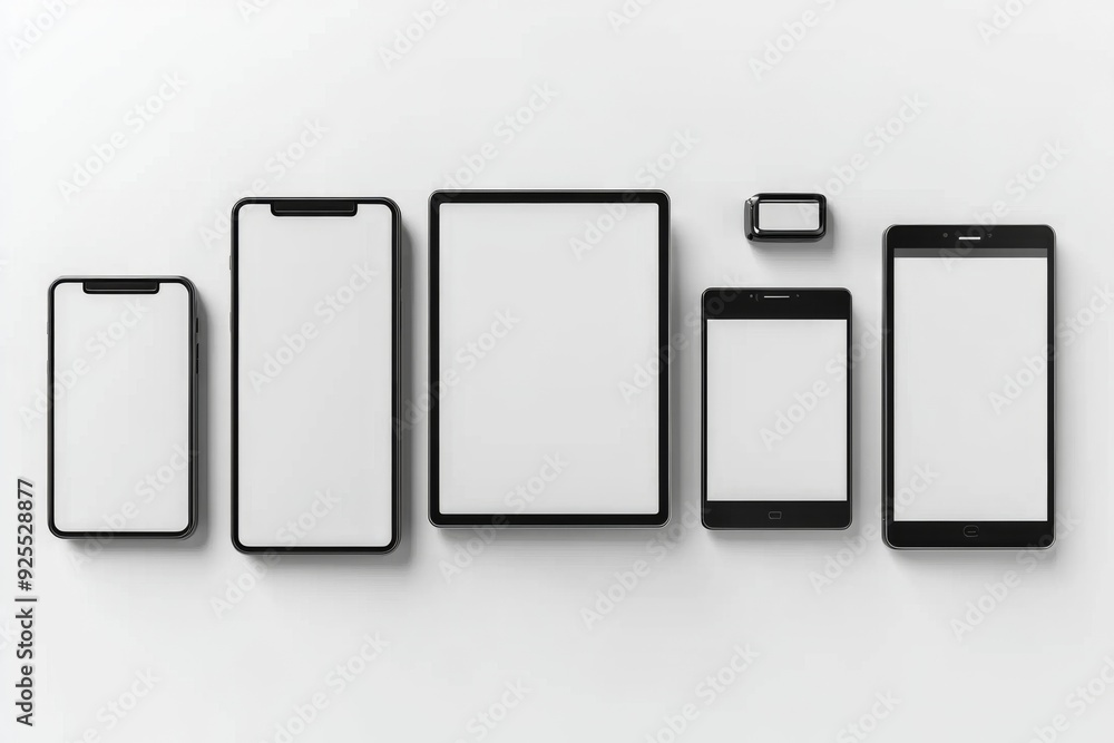 Multiple responsive screen and mobile devices mockup created with Generative AI Multiple responsive screen and mobile devices mockup created with Generative AI