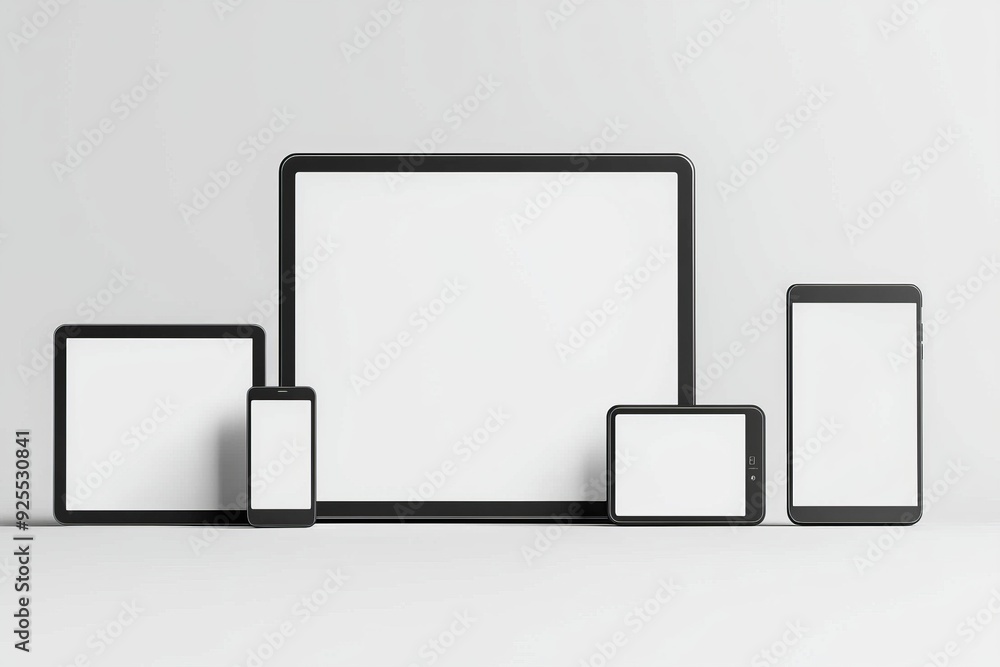 Multiple responsive screen and mobile devices mockup created with Generative AI Multiple responsive screen and mobile devices mockup created with Generative AI