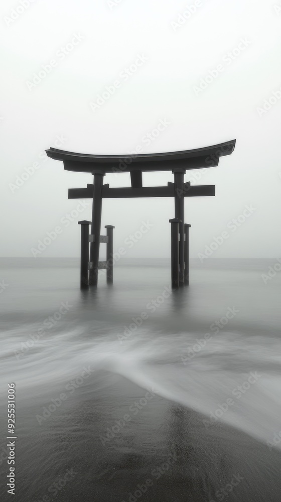 Torii Gate Seaside Shrine Shinto Religion Spiritual Symbol Torii Gate Seaside Shrine Shinto Religion Spiritual Symbol