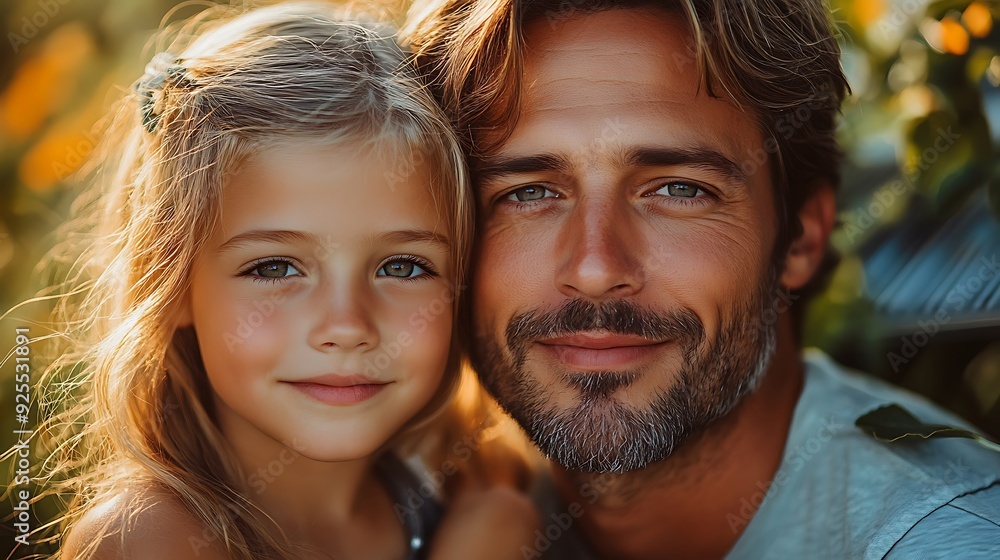 Father with girl on roof with solar panels, hugging. Rooftop solar or photovoltaic system. Sustainable future for next generation. Father with girl on roof with solar panels, hugging. Rooftop solar or photovoltaic system. Sustainable future for next generation.