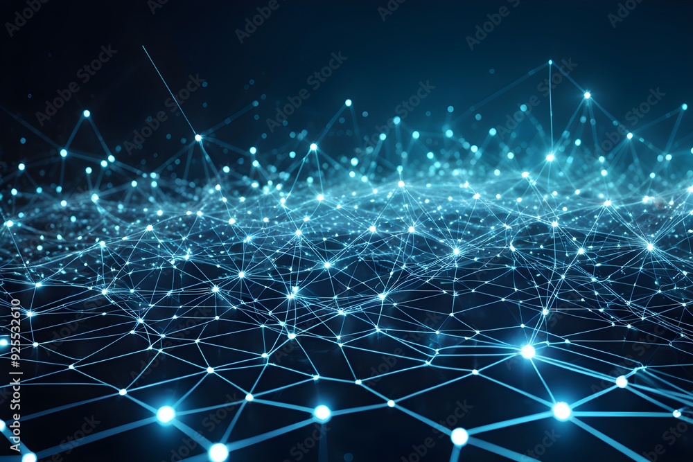 A blue background with many lines and dots A blue background with many lines and dots