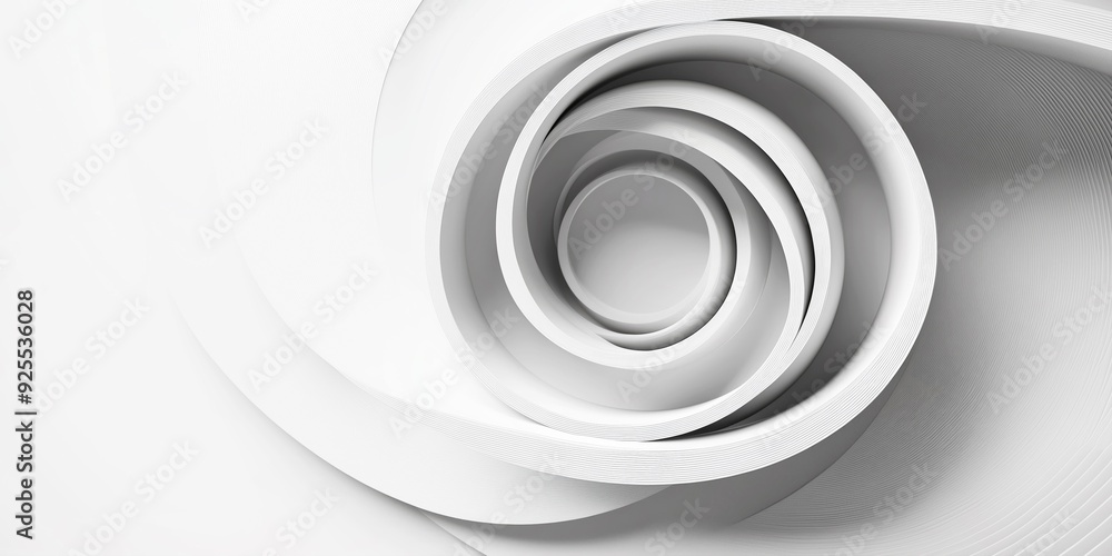 Minimalist abstract background featuring a white spiral pattern with a clean and smooth texture, ideal for modern design projects, wallpapers, or 3D visuals Minimalist abstract background featuring a white spiral pattern with a clean and smooth texture, ideal for modern design projects, wallpapers, or 3D visuals