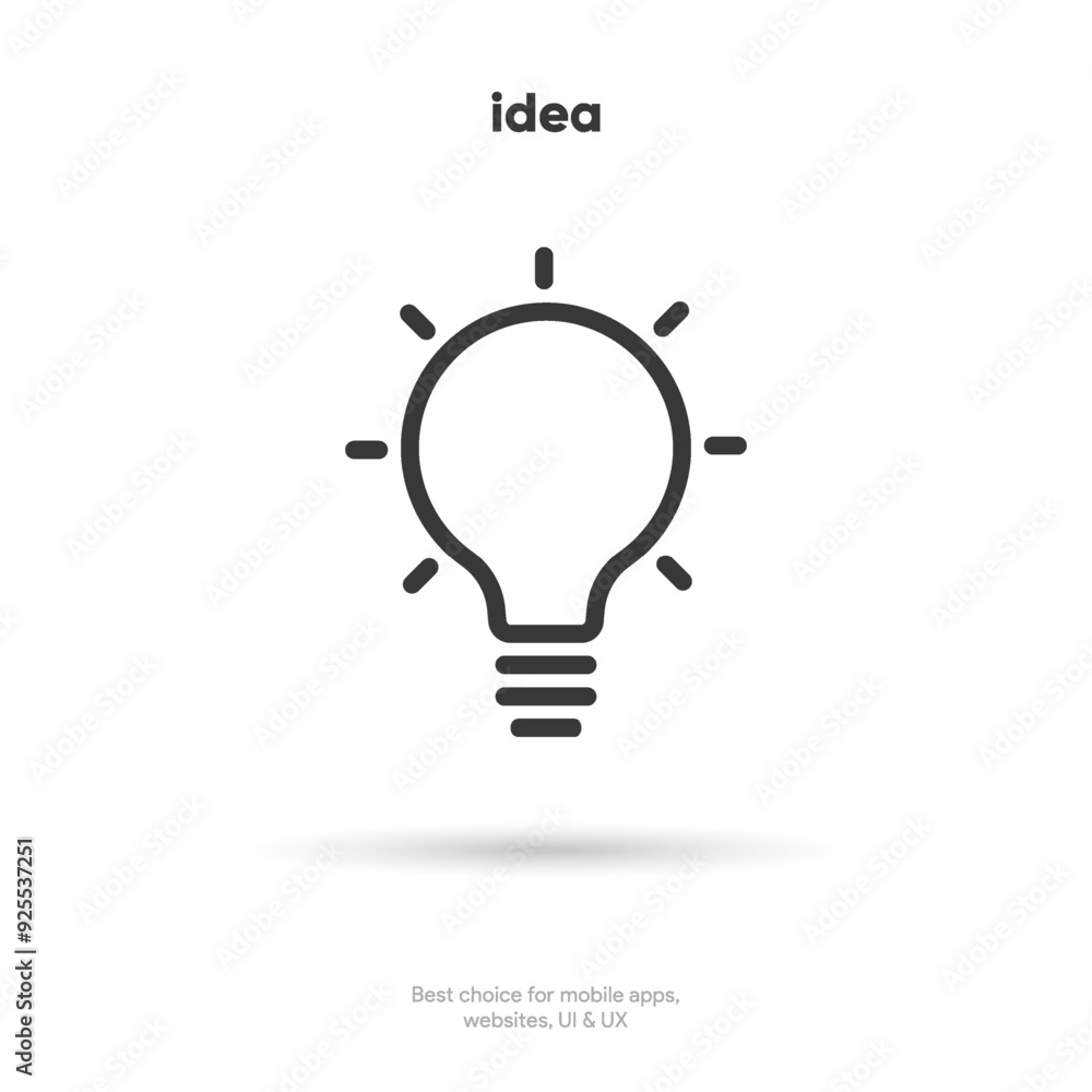 Light lamp bulb icon. Idea sign solution thinking concept symbol. Lighting Electric sign. Electricity, shine icon. Trendy Flat style for graphic design for UI UX website mobile app