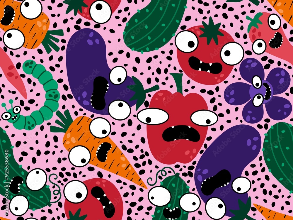Autumn vegetable seamless tomatoes and cucumbers pattern for wrapping paper Autumn vegetable seamless tomatoes and cucumbers pattern for wrapping paper