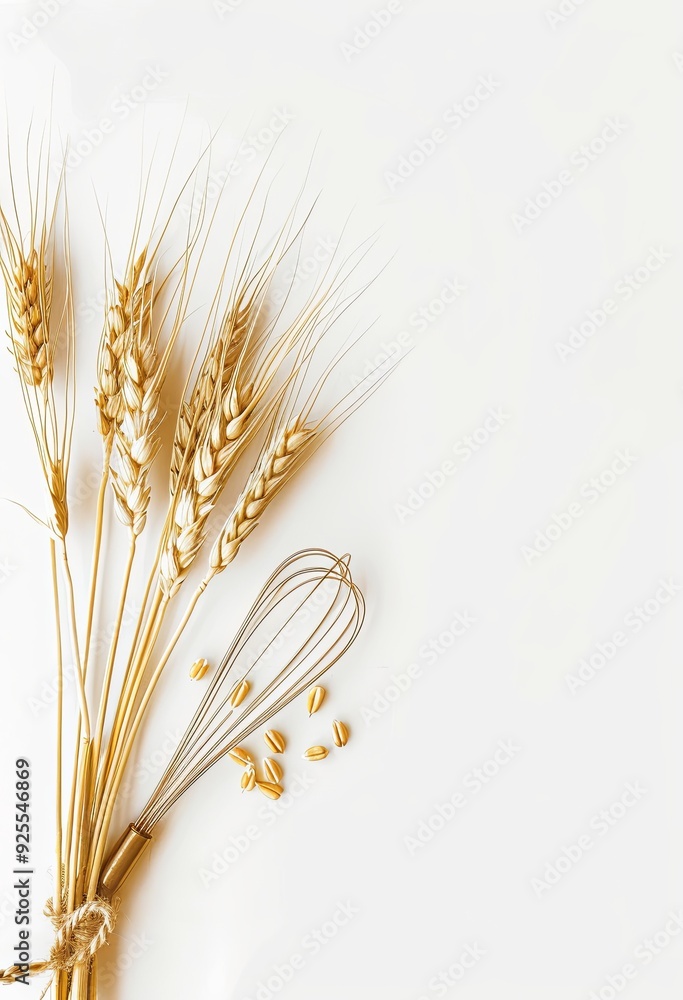 White Background with Wheat and Whisk Icon White Background with Wheat and Whisk Icon
