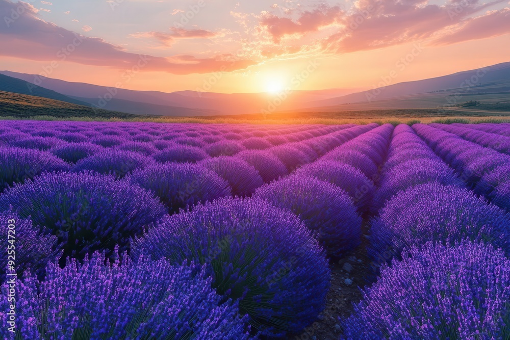 enchanting lavender field at twilight endless rows of purple blooms stretching to horizon soft pink sky golden hour glow romantic atmosphere fragrant air enchanting lavender field at twilight endless rows of purple blooms stretching to horizon soft pink sky golden hour glow romantic atmosphere fragrant air
