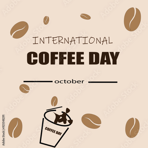 International coffee day template background design with hand drawing style