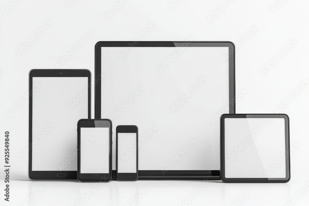 Multiple responsive screen and mobile devices mockup created with Generative AI Multiple responsive screen and mobile devices mockup created with Generative AI